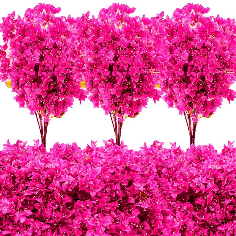 Yuxung 30 Pack Artificial Bougainvillea Floral 38 Silk Long Stem Bougainvillea Plants Hanging Table Centerpiece for Home Wedding Indoor Outdoor Decorations Rose Purple - Image 2