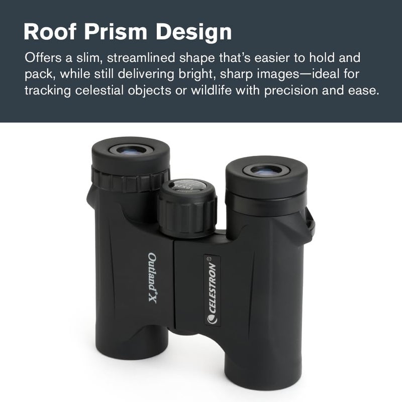 Celestron Outland X 10x25 Binoculars Waterproof & Fogproof Binoculars Compact Binoculars for Adults Multi–Coated Optics and BaK–4 Prisms Protective Rubber Armoring - Image 5