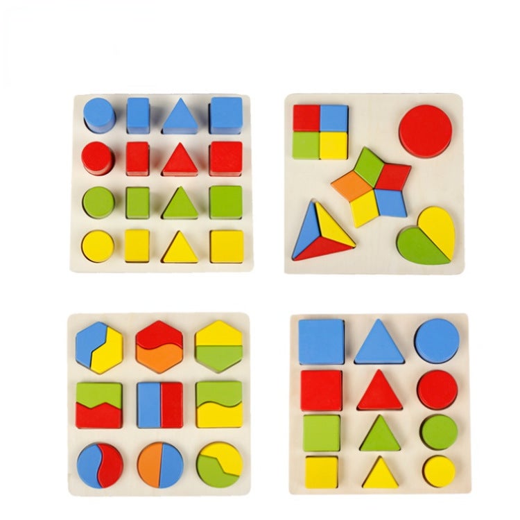 Montessori Early Childhood Teaching Aids 1-3 Years Old Baby Shape Matching Color Cognition High And Low Matching Puzzle Puzzle Toy - Image 1
