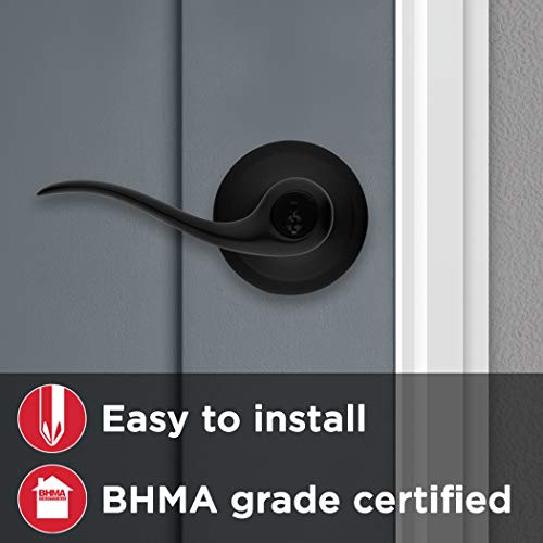 Kwikset Tustin Entry Door Handle with Lock and Key, Secure Keyed Reversible Lever Exterior, For Front Entrance and Bedrooms, Matte Black, Pick Resistant Smartkey Rekey Security and Microban - Image 4
