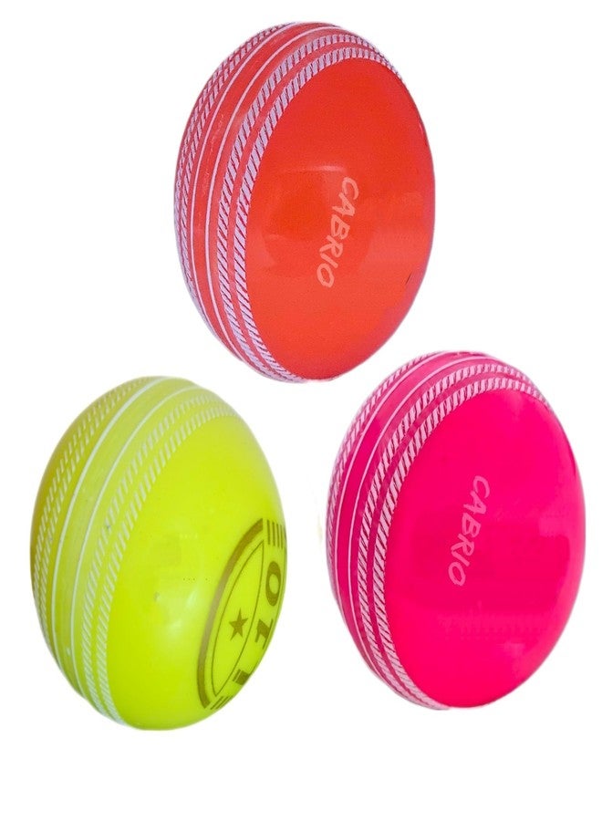 CABRIO Cricket I 10 Rubber Synthetic Ball Pack Of 3, Best For Practice And Training, All Age Groups,Multicolor - Image 1