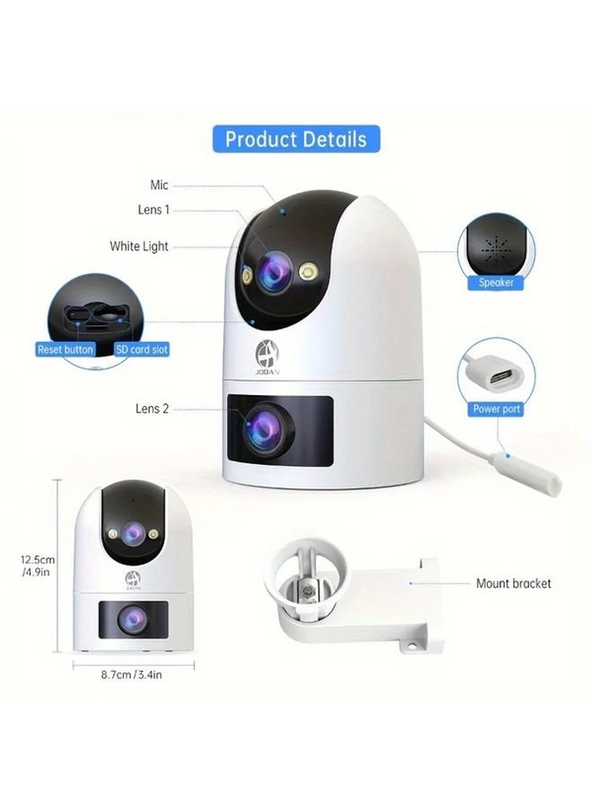 White PTZ Security Camera 360 Panoramic Dual Lens Auto Tracking 5G WiFi IP66 - Image 5