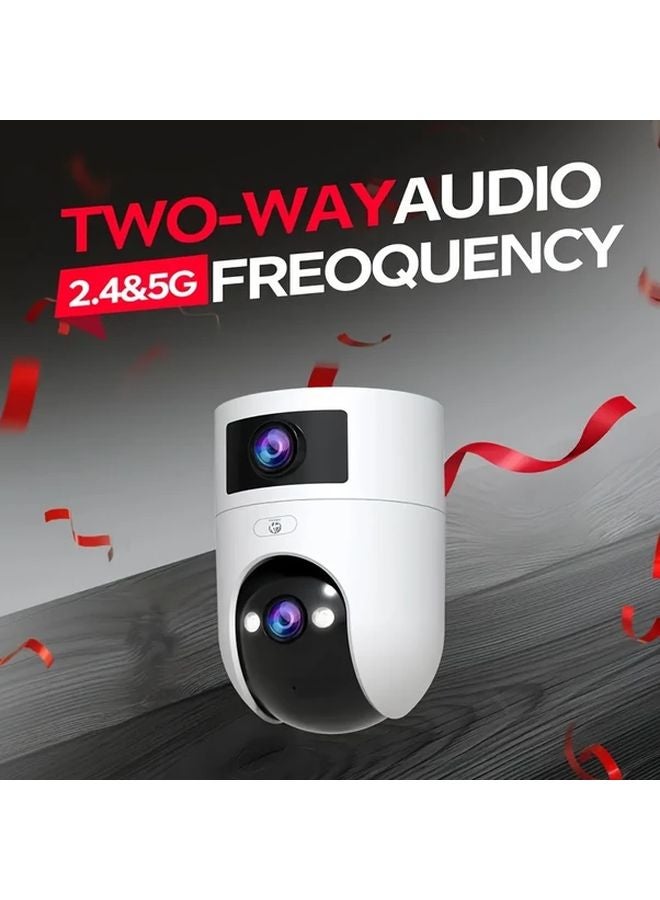 White PTZ Security Camera 360 Panoramic Dual Lens Auto Tracking 5G WiFi IP66 - Image 3