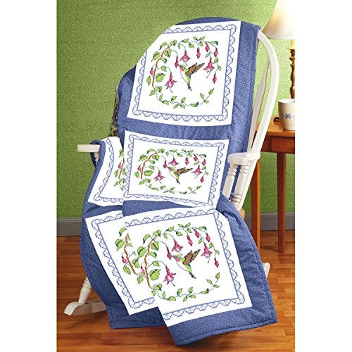 Janlynn Hummingbird Quilt Block Stamped Cross Stitch, 18 by 18-Inch, 6 Per Package - Image 3