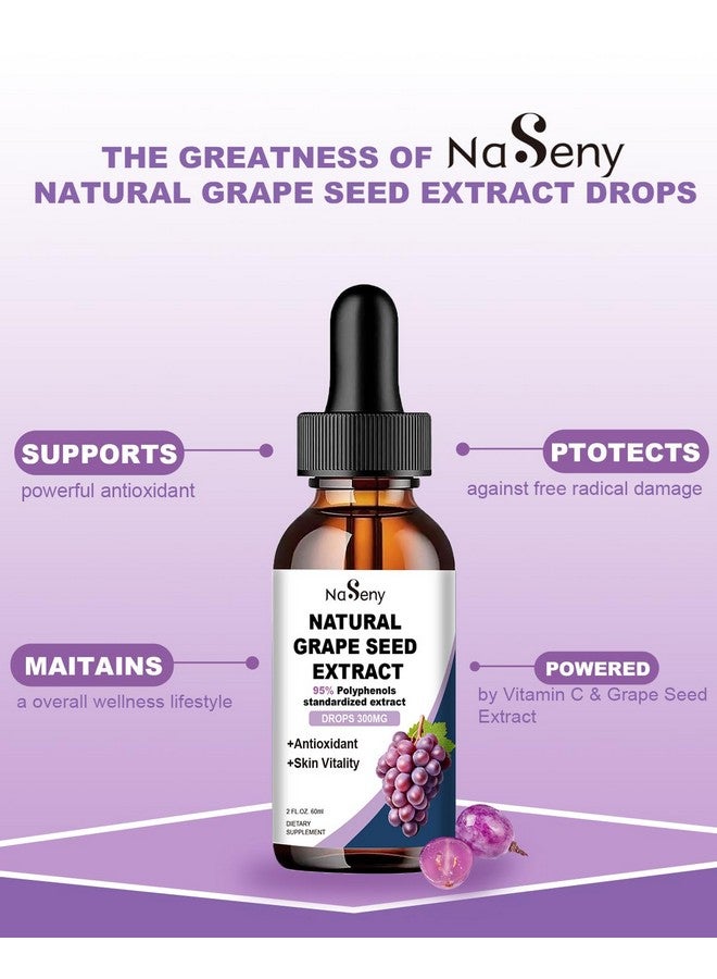 NaSeny Natural Grape Seed Extract Drops-300 mg Grape Seed Extract Liquid Supplement - Maximum Strength Vitis Vinifera Seed Tincture, Standardized to 95% Polyphenols, Non-GMO, Gluten Free (60ml) - Image 4