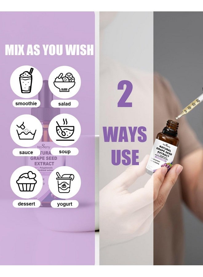 NaSeny Natural Grape Seed Extract Drops-300 mg Grape Seed Extract Liquid Supplement - Maximum Strength Vitis Vinifera Seed Tincture, Standardized to 95% Polyphenols, Non-GMO, Gluten Free (60ml) - Image 5