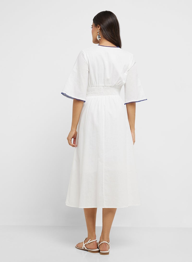 ELLA Embroidered Cotton Midi Dress  - Image 2