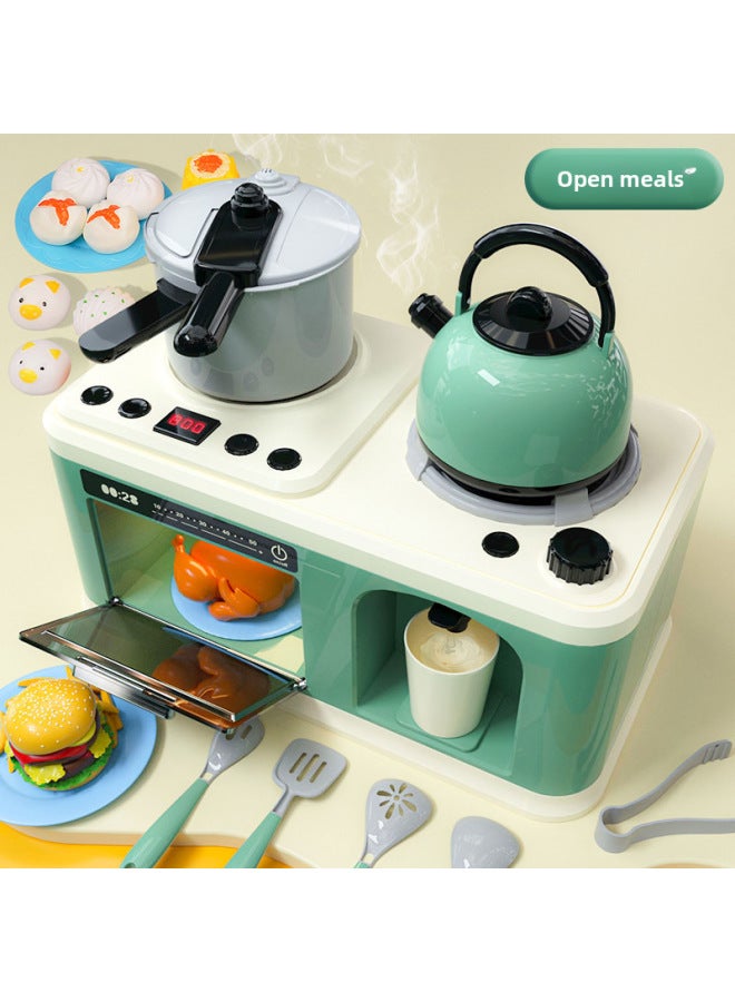 Children's Playhouse Simulation Sound And Light Spray Mini Kitchen Cooking Toys Boys And Girls Cooking Cooking Educational Toys-Color:【green】 Kitchen Table 50 Gift Box-Specifications:With Battery * 3 Small Screwdriver - Image 2