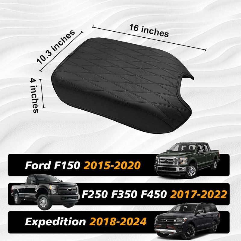 Muslogy غطاء وسادة المسند الأمامي لوحدة التحكم المركزية من ، مناسب لسيارات Ford F-150 (طرازات 2015-2020 وF250) وF350 وF450 (طرازات 2017-2022 وExpedition (طرازات 2018-2024)، مكون إضافي للراحة، مصنوع من جل نباتي، سمكه العادي، يناسب المقاعد ذات الحجم الكبير (تصميم ماسي V2). - Image 2