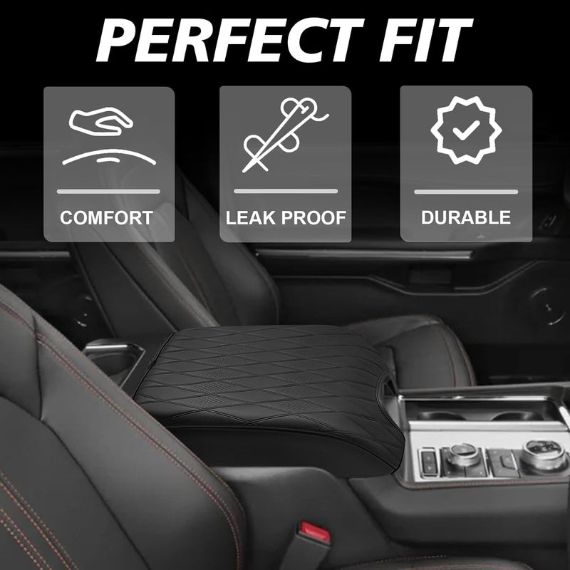 Muslogy غطاء وسادة المسند الأمامي لوحدة التحكم المركزية من ، مناسب لسيارات Ford F-150 (طرازات 2015-2020 وF250) وF350 وF450 (طرازات 2017-2022 وExpedition (طرازات 2018-2024)، مكون إضافي للراحة، مصنوع من جل نباتي، سمكه العادي، يناسب المقاعد ذات الحجم الكبير (تصميم ماسي V2). - Image 4
