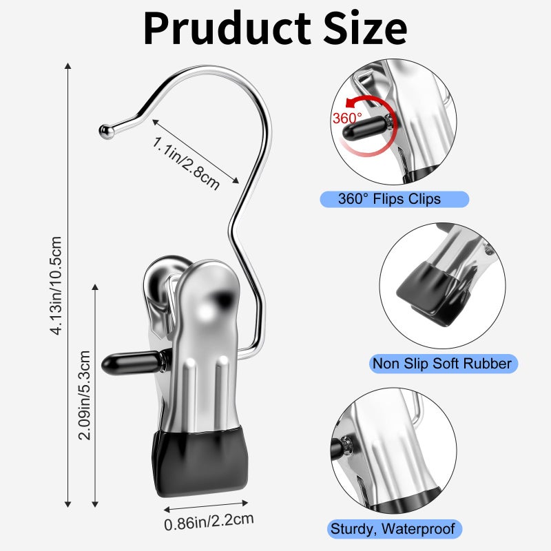 Senbowe 30 Pack Heavy Duty Clothes Pins, Boot Hangers for Closet, Laundry Hook Hanging Clips Clamps for Closet Organizer Pants Hats Socks Towels Clips, Clothespins Hanger for Travel Handbag Legging - Image 2