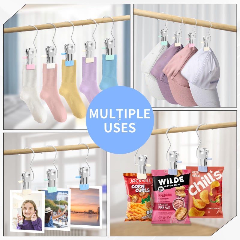 Senbowe 30 Pack Heavy Duty Clothes Pins, Boot Hangers for Closet, Laundry Hook Hanging Clips Clamps for Closet Organizer Pants Hats Socks Towels Clips, Clothespins Hanger for Travel Handbag Legging - Image 3