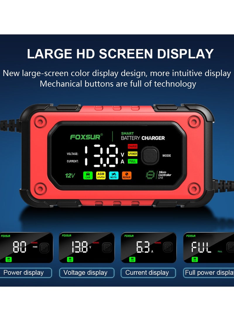 General 12V 7A LCD Car/Motorcycle Pulse Repair Battery Charger AGM Lead Acid Storage Charger  - Image 3
