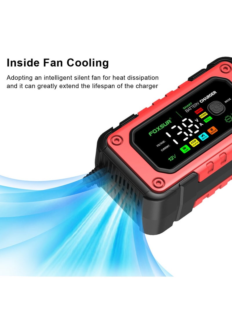 12V 7A LCD Car/Motorcycle Pulse Repair Battery Charger AGM Lead Acid Storage Charger