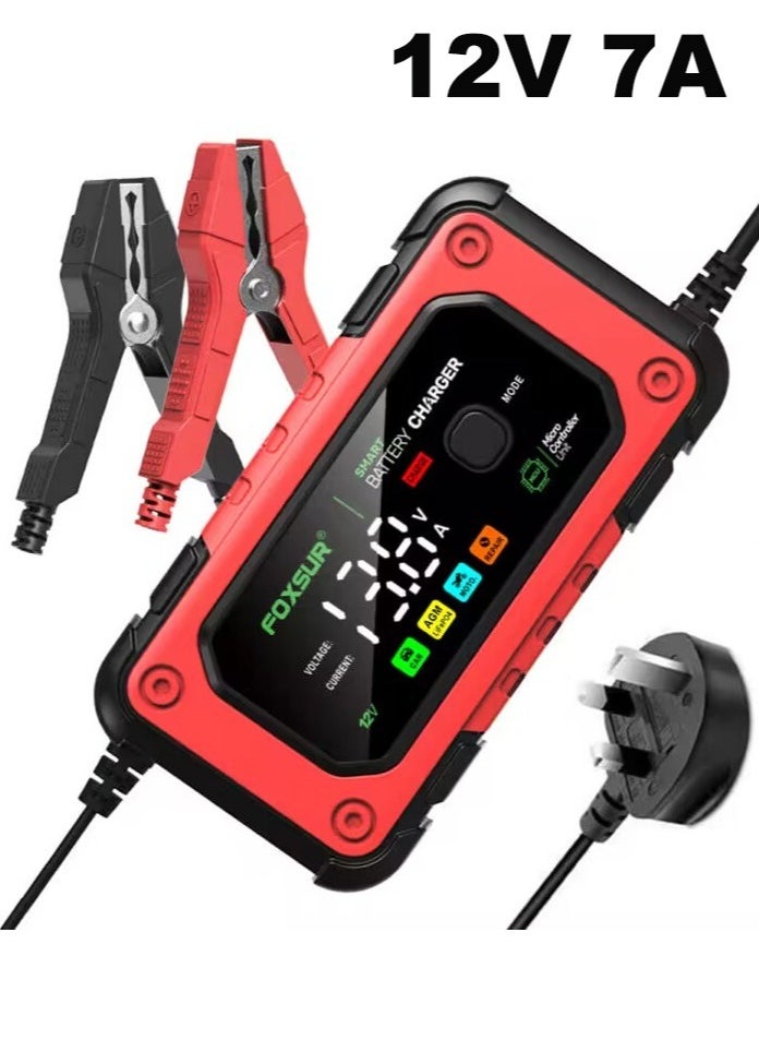 General 12V 7A LCD Car/Motorcycle Pulse Repair Battery Charger AGM Lead Acid Storage Charger  - Image 1