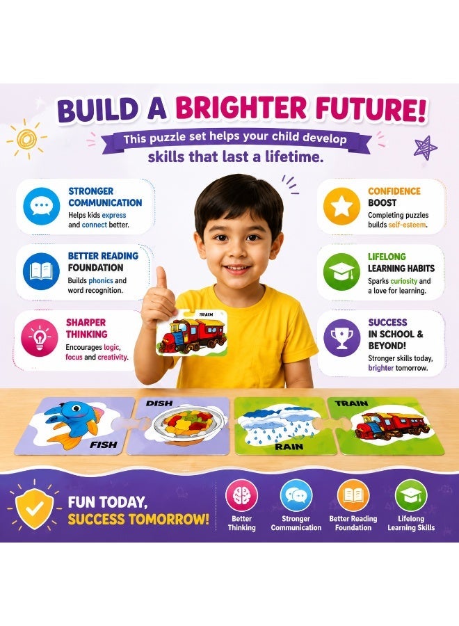Rhyming Words Puzzle for Kids Age 3+, 24 Self-Correcting 2-Piece Puzzles, 48 Pieces Educational Toy for Phonics & Vocabulary - Image 5