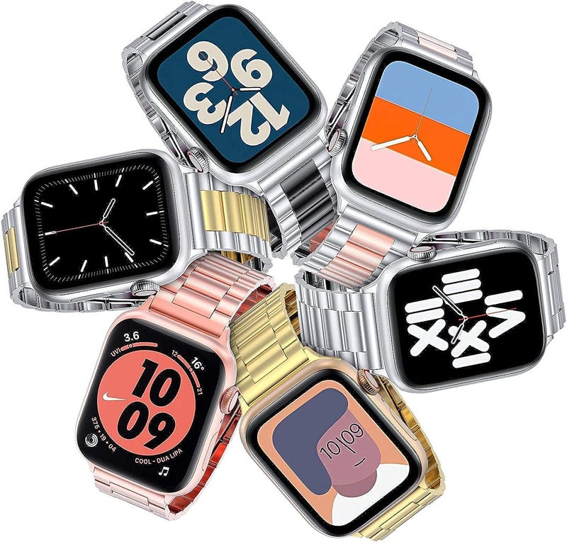 FOLX FMS1210 Metal Stainless Steel Milanese Magnetic Straps / Heavy Chain Bands Compatible With Apple iWatch Band For Men Women Unisex, Replacement Straps 49mm 45mm 44mm 42mm 41mmm 40mm 38mm For iWatch Series Ultra/8/7/6/5/4/3/2/1/SE/SE2【 👉 Only Strap For Apple iWatch ⌚ Watch NOT Included 】 (38MM 40MM 41MM, SILVER [ HEAVY CHAIN ]) - Image 5