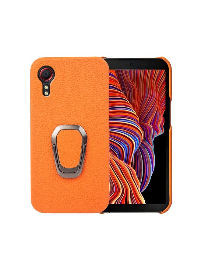 S-TOP Case For Samsung Galaxy Xcover 5 / Xcover 5s Ring Holder Litchi Texture Genuine Leather Phone Case - Image 1