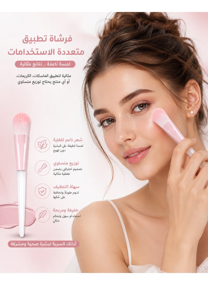 ROSE BERRY Professional Multi-Purpose Makeup Brush with Transparent Pink Handle – Ultra Soft Bristles for Foundation, Blush, Concealer & Face Masks - Image 2
