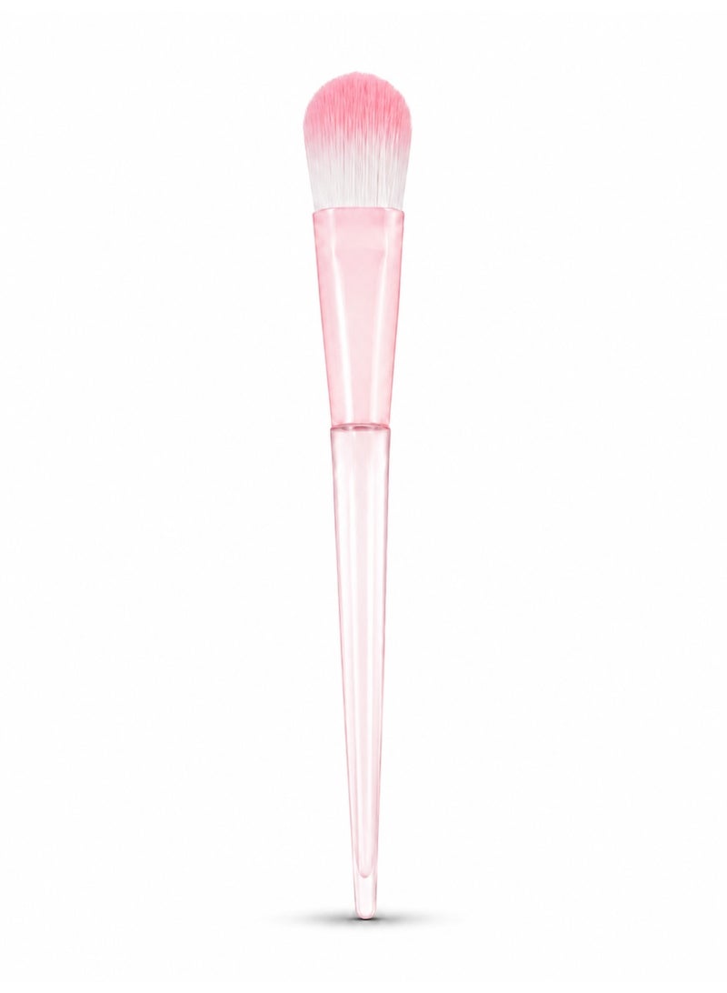 ROSE BERRY Professional Multi-Purpose Makeup Brush with Transparent Pink Handle – Ultra Soft Bristles for Foundation, Blush, Concealer & Face Masks - Image 1