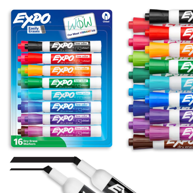 Expo Low Odor Dry Erase Markers Assorted Colors Chisel Tip - Pack of 16 - Image 1