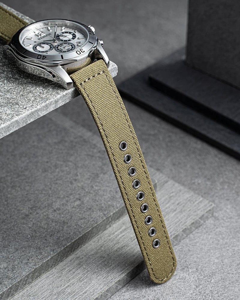 BINLUN Canvas Watch Bands Replacement Cotton Fabric Watch Straps Soft Quick Release Cloth Watchbands in Black Khaki Army Green Blue with Black/Silver Buckle for Men Women 18/20/22/24mm - Image 4