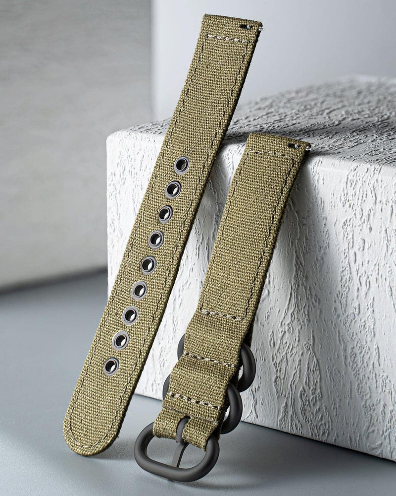 BINLUN Canvas Watch Bands Replacement Cotton Fabric Watch Straps Soft Quick Release Cloth Watchbands in Black Khaki Army Green Blue with Black/Silver Buckle for Men Women 18/20/22/24mm - Image 3