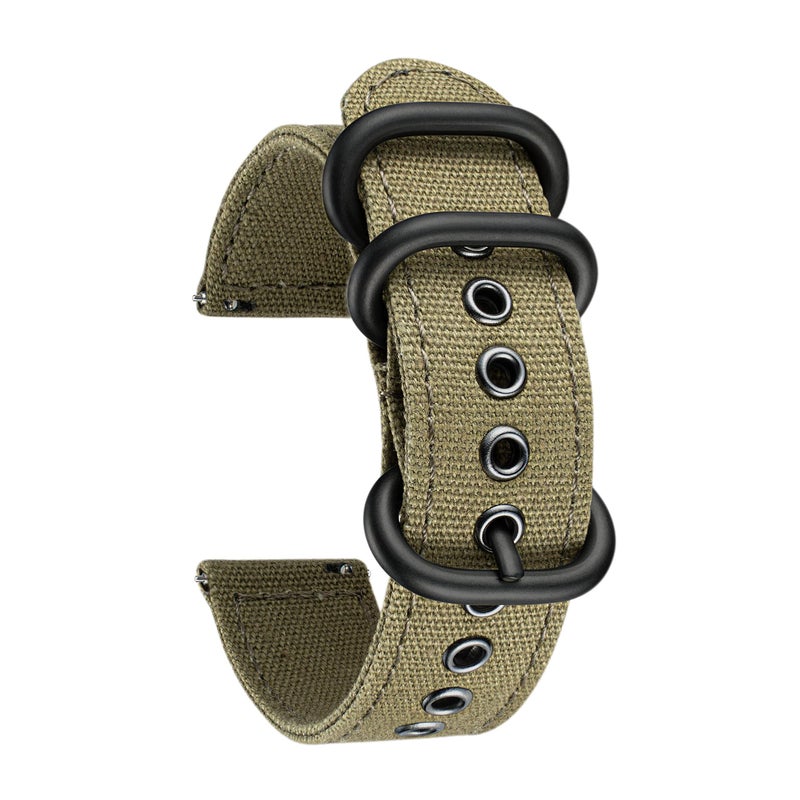 BINLUN Canvas Watch Bands Replacement Cotton Fabric Watch Straps Soft Quick Release Cloth Watchbands in Black Khaki Army Green Blue with Black/Silver Buckle for Men Women 18/20/22/24mm - Image 1