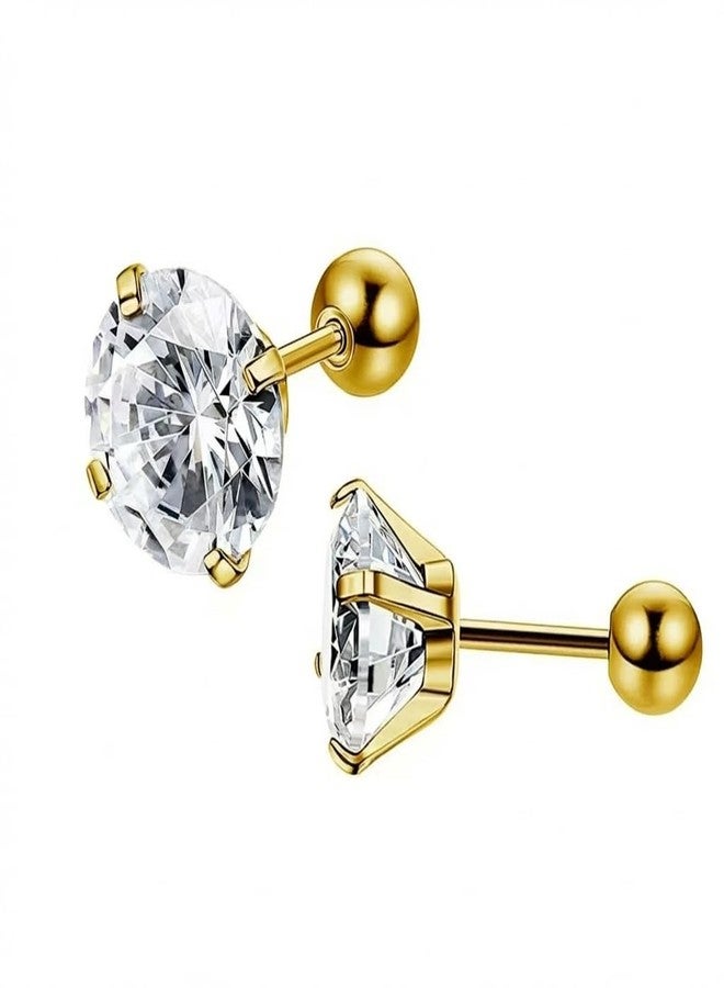 BLACKBOX Gold Plated CZ Stud Earrings for Women - Hypoallergenic Korean Style Crystal Studs| Daily use Jewellery| Best Gift for Birthday, Anniversary & Wedding - Image 1