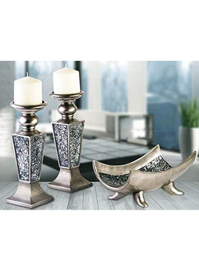 Creative Scents وعاء مركز الإبداعي من شونفيرك الفضي - ديكور طاولة القهوة - زينة مركز الطاولة لغرفة الطعام أو غرفة المعيشة أو طاولة المدخل - وعاء زخرفي - أفضل هدية زفاف/عيد ميلاد - Image 2