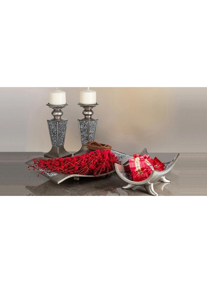 Creative Scents وعاء مركز الإبداعي من شونفيرك الفضي - ديكور طاولة القهوة - زينة مركز الطاولة لغرفة الطعام أو غرفة المعيشة أو طاولة المدخل - وعاء زخرفي - أفضل هدية زفاف/عيد ميلاد - Image 4