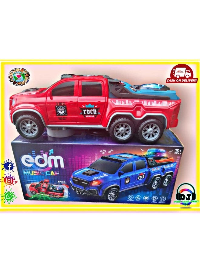 AlArabSooq Edm Music Car (Truck) | Best for Fun Loving Kids | Learning & Brain Development of Kids | 360 Moving Direction with auto Doors Opening| LED Flash Lights with Music | Unisex (Girls & Boys) | 3+ Plus Age | 3AA Batteries Operated, Color May Vary | - Image 1