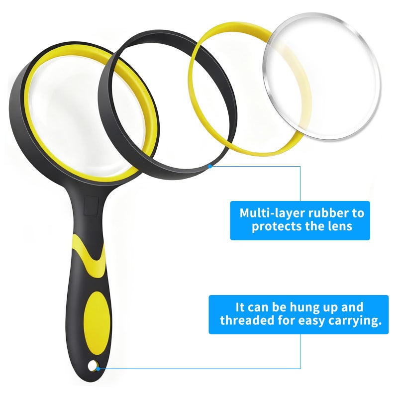 AskBed Premium 10X Magnifying Glass with Large 3 Inch (75mm) Lens - Ideal for Kids, Seniors, Close Work, Reading - Loupe Magnifier with Rubber Handle and Hole Design - Image 4