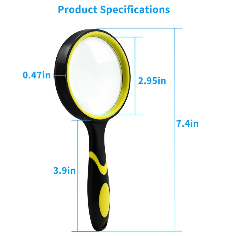AskBed Premium 10X Magnifying Glass with Large 3 Inch (75mm) Lens - Ideal for Kids, Seniors, Close Work, Reading - Loupe Magnifier with Rubber Handle and Hole Design - Image 2