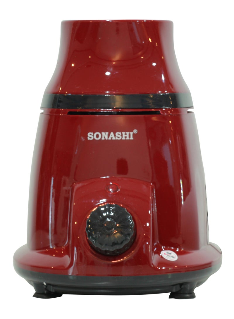SONASHI 2-in-1 Mixer Grinder with Powerful Copper Motor - 3 Speed Control with Overheat Protection | 2 Stainless Steel Jars for Wet/Dry Grinding Liquidizing with Durable Lids 1.75 L 550 W SB-196 Maroon - Image 3
