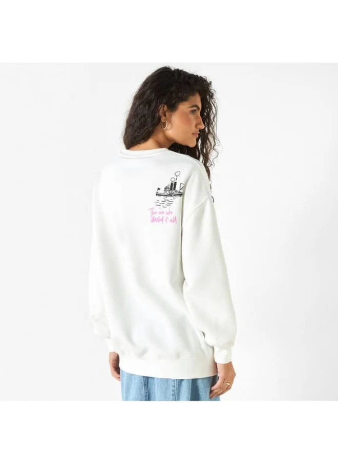 SP Characters Mickey Mouse Print Sweatshirt with Long Sleeves