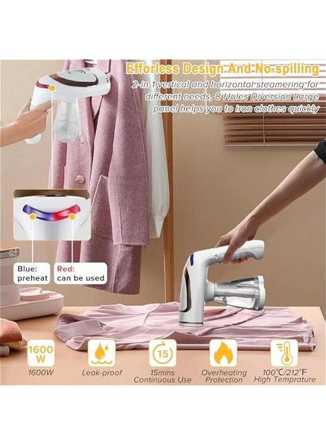 Beauenty Handheld Steamer for Clothes, 1600W Clothes Steamer with 250ml Large Detachable Water Tank, 30 Second Fast Heat-up, Auto-Off Garment Steamers Fabric Wrinkle Remover for Travel & Home - Image 5