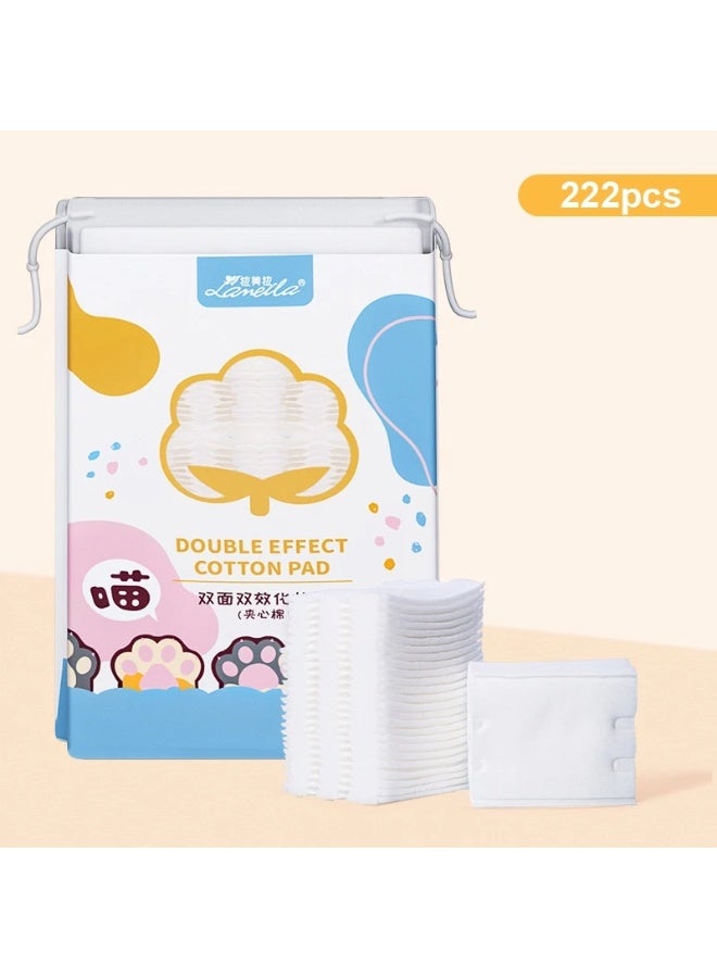 222PCS Clean Cotton Pads – Dual-Use Cosmetic Face Towels – Soft, High Absorption, Disposable Makeup Remover Pads - Image 1