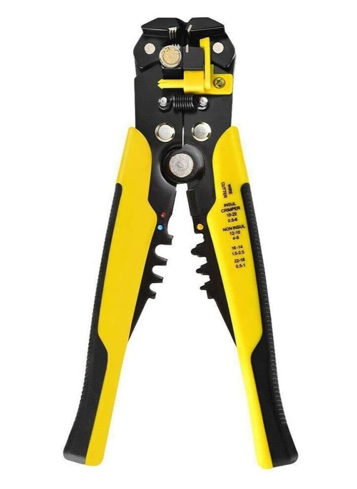 Rubik - Wire Stripper & Cutter, 5 in 1 Self-Adjusting Automatic Strippong Cutting Crimper Pliers Tool - Yellow - Image 1