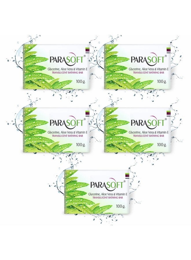 باراسوفت صابون الاستحمام اليومي المغذي والمرطب للبشرة من باراسوفت مع فوائد الصبار والجلسرين وفيتامين إي للبشرة الجافة والحساسة - 100 جرام (عبوة من 5 قطع) - Image 1
