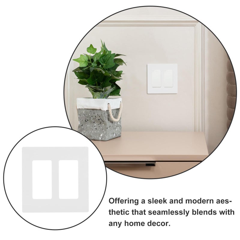 Double Gang Screwless White Wall Plate Cover for Electrical Outlets and Light Switches - Image 4
