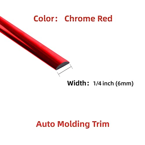 Shine & Bright Auto 25Ft Width:1/4 inch[6mm] Automotive Car Exterior and Interior Molding Trim Universal Bumper Window Door Body Side Decorative Strip (Chrome Red) - Image 5