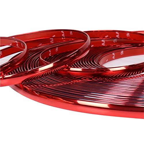 Shine & Bright Auto 25Ft Width:1/4 inch[6mm] Automotive Car Exterior and Interior Molding Trim Universal Bumper Window Door Body Side Decorative Strip (Chrome Red) - Image 1