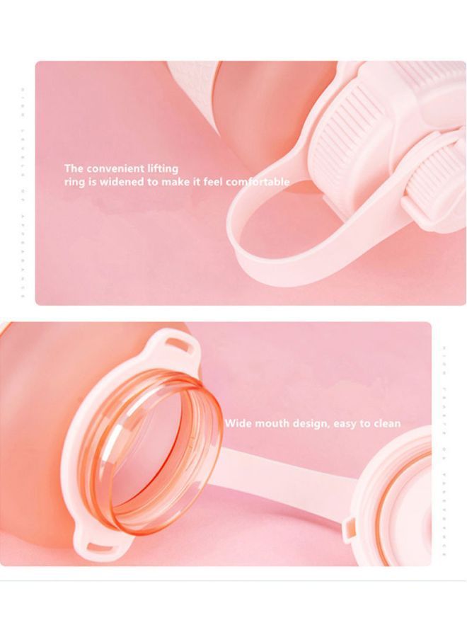 Plastic Water Bottle Pink/White 23.9cm - Image 5
