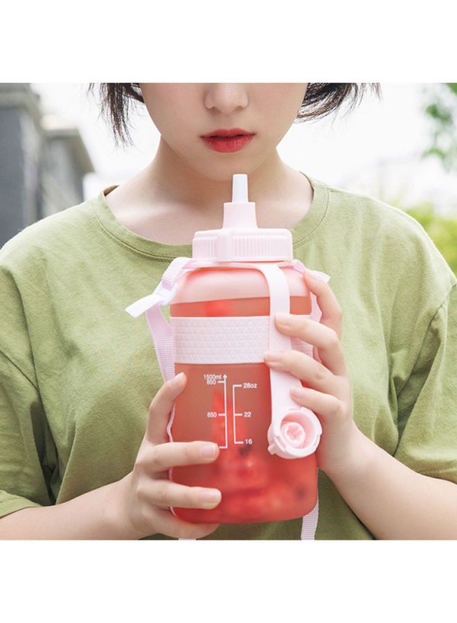 Plastic Water Bottle Pink/White 23.9cm - Image 2
