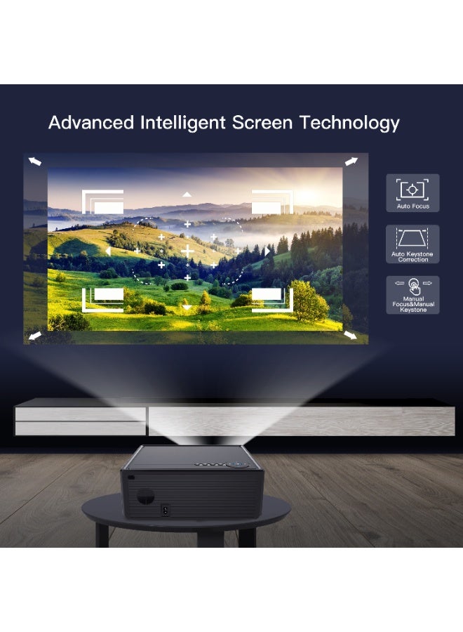 general Smart Projector X7 ATV Full HD 1080P New Generation Multifunctional Auto Focus / Electric Focus 4-Point Keystone Correction / Dolby Audio / Dual Stereo Speaker / 600 ANSI Lumens / Multiple Compatible Interfaces. HD: Game machine, TV BOX, Laptop; USB: Mouse, Keyboard, U-Disk; EARPHONE: Earphones, Audio device, Speaker; AV: DVD, TV BOX - Image 4