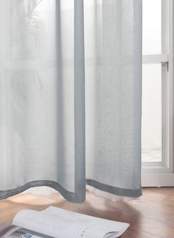 2 Panels Solid Color Grey Sheer Curtains Elegant Grommet Window Voile Panels/Drapes/Treatment for Bedroom Living Room - Image 5