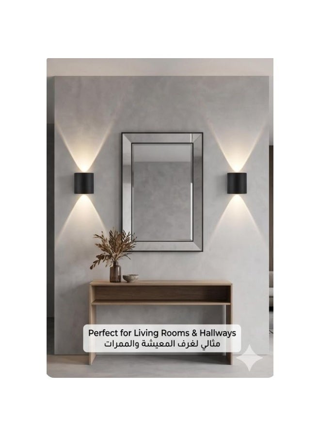Cylindrical Metal LED Wall Sconce, Bi-Directional Up & Down Light, Matte Black - Image 3