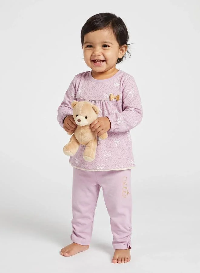 Styli Baby Girl Cotton Long Sleeve Top and Pants Set