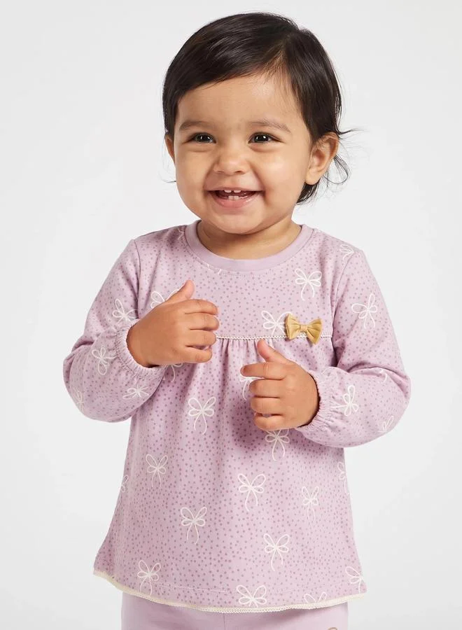 Styli Baby Girl Cotton Long Sleeve Top and Pants Set